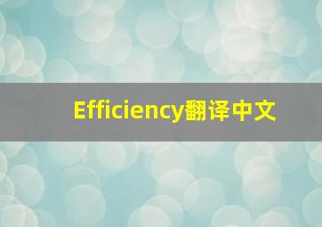 Efficiency翻译中文