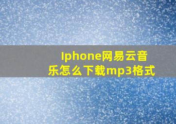 Iphone网易云音乐怎么下载mp3格式