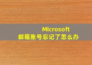 Microsoft邮箱账号忘记了怎么办