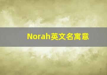 Norah英文名寓意