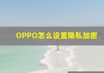 OPPO怎么设置隐私加密