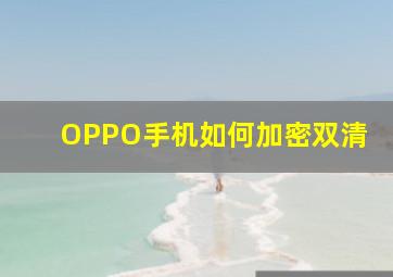 OPPO手机如何加密双清