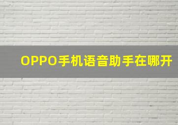 OPPO手机语音助手在哪开