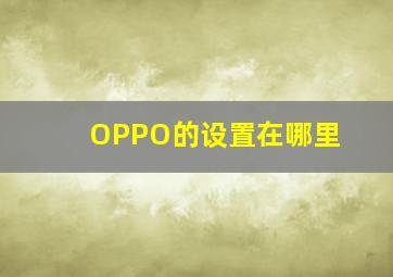 OPPO的设置在哪里