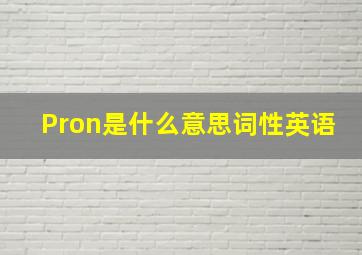 Pron是什么意思词性英语