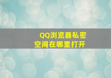 QQ浏览器私密空间在哪里打开