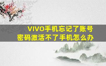 VIVO手机忘记了账号密码激活不了手机怎么办