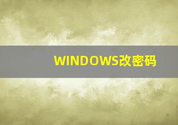 WINDOWS改密码