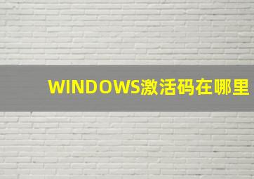 WINDOWS激活码在哪里