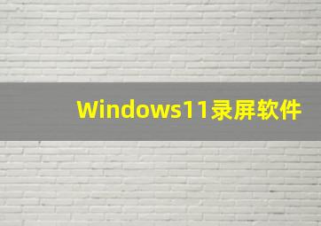 Windows11录屏软件