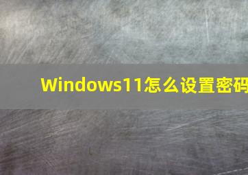 Windows11怎么设置密码