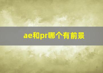 ae和pr哪个有前景