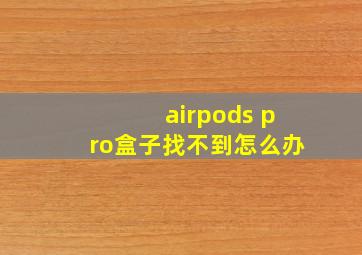 airpods pro盒子找不到怎么办