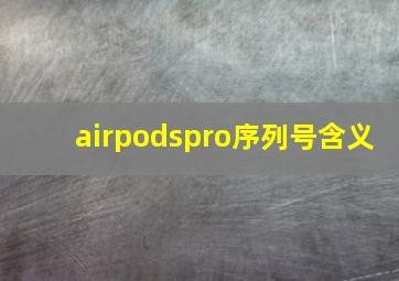 airpodspro序列号含义