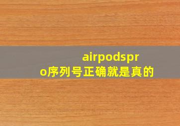 airpodspro序列号正确就是真的