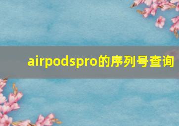 airpodspro的序列号查询