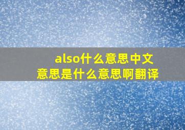 also什么意思中文意思是什么意思啊翻译