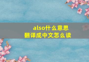 also什么意思翻译成中文怎么读