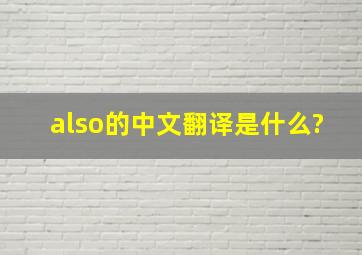 also的中文翻译是什么?