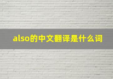 also的中文翻译是什么词