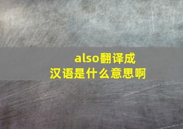 also翻译成汉语是什么意思啊