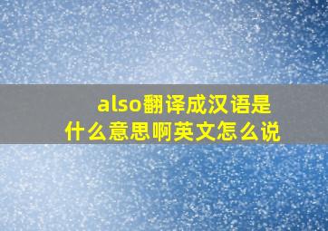 also翻译成汉语是什么意思啊英文怎么说