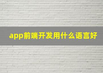 app前端开发用什么语言好