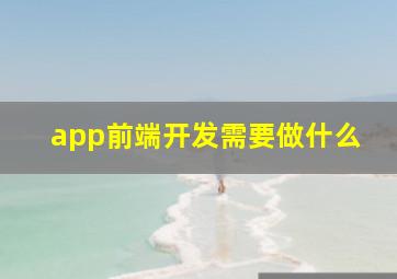 app前端开发需要做什么