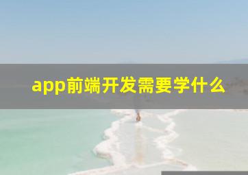 app前端开发需要学什么