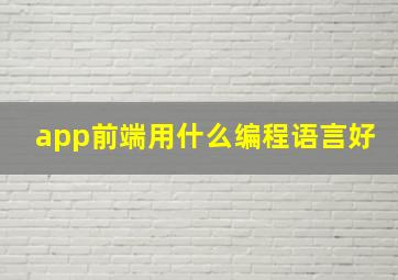 app前端用什么编程语言好