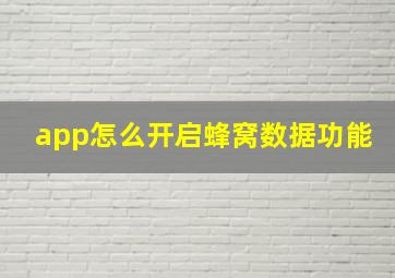 app怎么开启蜂窝数据功能