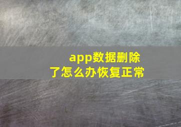 app数据删除了怎么办恢复正常