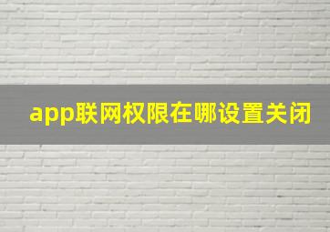 app联网权限在哪设置关闭