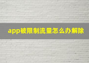 app被限制流量怎么办解除