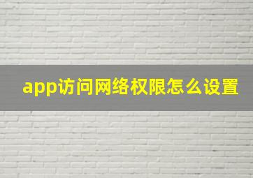 app访问网络权限怎么设置