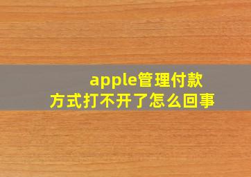 apple管理付款方式打不开了怎么回事