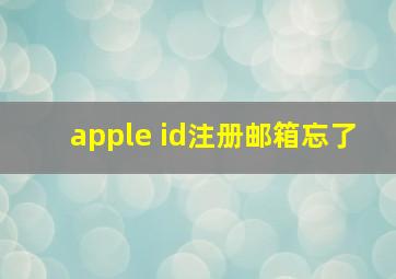 apple id注册邮箱忘了