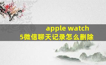 apple watch5微信聊天记录怎么删除