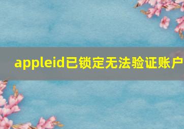 appleid已锁定无法验证账户