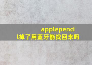 applepencil掉了用蓝牙能找回来吗