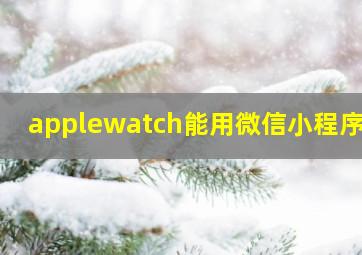 applewatch能用微信小程序吗