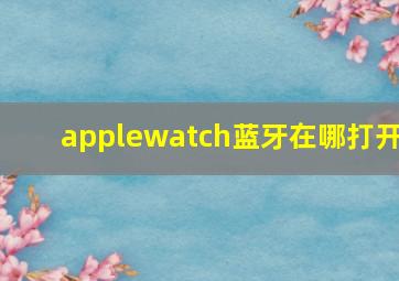 applewatch蓝牙在哪打开