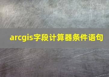 arcgis字段计算器条件语句