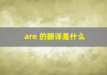 are 的翻译是什么