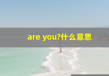 are you?什么意思