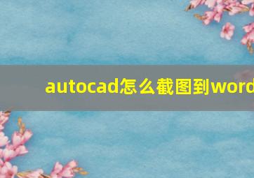 autocad怎么截图到word