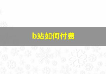 b站如何付费