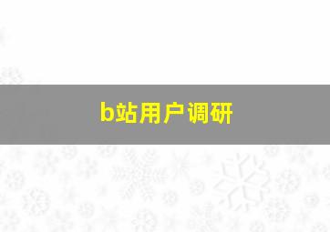 b站用户调研