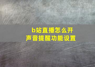 b站直播怎么开声音提醒功能设置