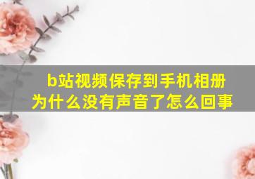 b站视频保存到手机相册为什么没有声音了怎么回事